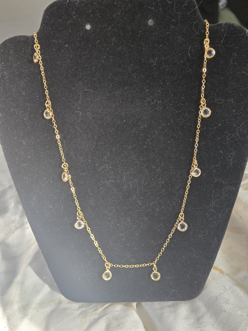 Shaker-style Necklace With Dangling Round Bezel-set Crystals